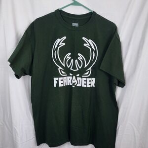 Milwaukee Bucks Fear The Deer T Shirt Mens XL Green NBA Basketball Graphic Tee